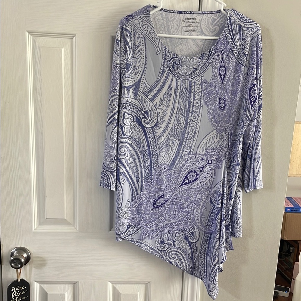 Chico's Women's Blue Paisley Top